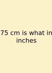 75 Cm Is What In Inches