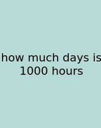 How Much Days Is 1000 Hours