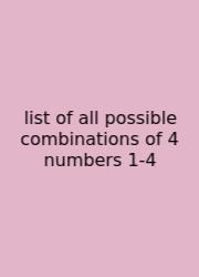 List Of All Possible Combinations Of 4 Numbers 1-4