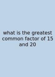 What Is The Greatest Common Factor Of 15 And 20